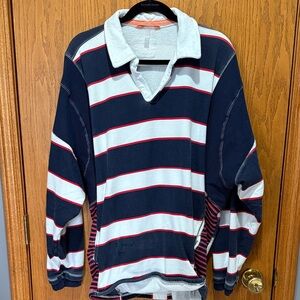 Free People Striped Long Sleeve Rugby Shirt